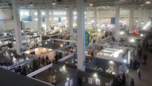 Vista aerea allestimento stand per fiera campionaria