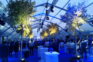 Particolare illuminazione piante evento privato a Milano