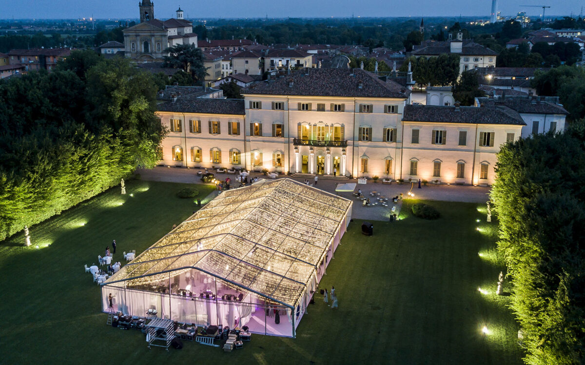 Tensostruttura in crystal matrimonio Villa Borromeo